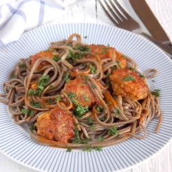 Buckwheat Noodles with Meatballs