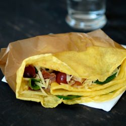 Roasted Grape, Prosciutto Crepes