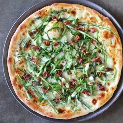 Shaved Asparagus and Bacon Pizza