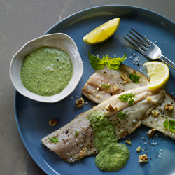 Pan-Roasted Trout with Green Sauce