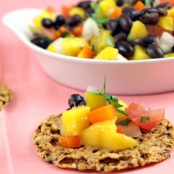 Mango Salsa on Jalapeño Crisps