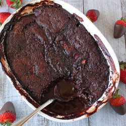 Chocolate Strawberry Pudding Cake