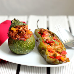 Lentil Chili Stuffed Zucchini