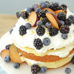 Lemon Curd Cream Cake with Berries