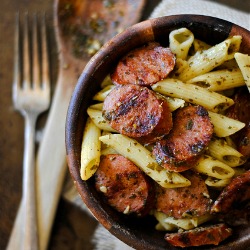 Kielbasa and Pesto Penne