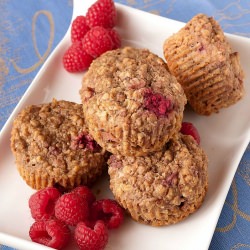 Raspberry Rhubarb Quinoa Muffins