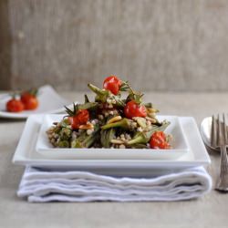 Roasted Okra and Tomato Salad