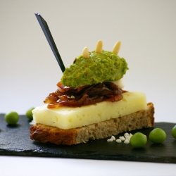 Pea Hummus with Sheep Cheese