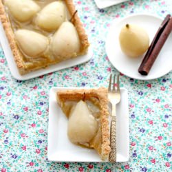 Poached Pear Custard Tart