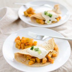 Crepes with Pumpkin and Tofu Mayo