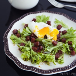 Poached Egg and Chorizo Salad