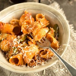 pasta w/ bacon and zucchini