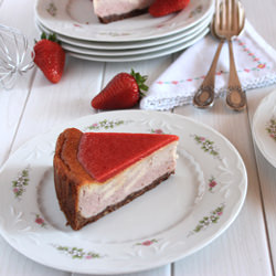 Zebra Strawberry Cheesecakes