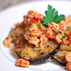 Panko crusted eggplant and etouffee