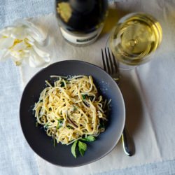 Spaghetti Pan-Fried with Ramps