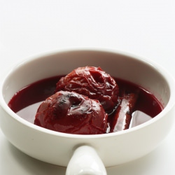 Spiced Wine Poached Plums