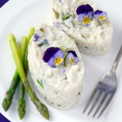 Risotto with Violets and Asparagus