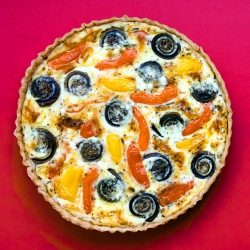 Pepper, fiddlehead & Cheese Tart