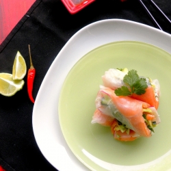 Salmon Summer Rolls, Wasabi Mayo