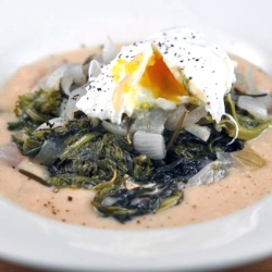 Bean Puree, Mustard Greens, Egg