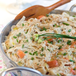 Maitake Fettuccine in Cream Sauce