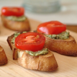 Artichoke-Walnut Pesto Crostini