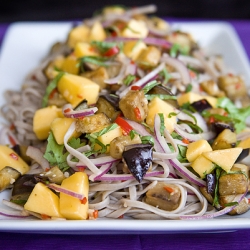 Chilled Soba with Mango Eggplant