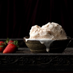 Strawberry Rhubarb Basil Ice Cream