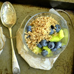 Blueberry Crumble w/ Vanilla Sauce