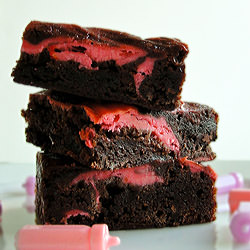 Pink Goat Cheese Swirled Brownies