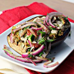 Falafel-Stuffed Eggplant