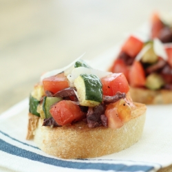 Tomato Squash & Olive Toasts