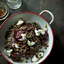 lentil & goat cheese salad