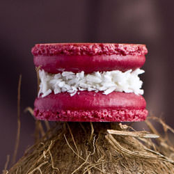 Coconut-strawberry macarons