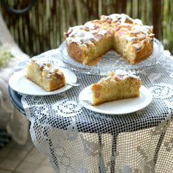 Rhubarb Cake with Pudding