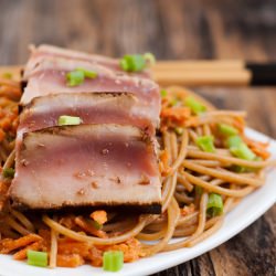 Seared Tuna & Noodles,Peanut Sauce