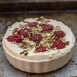 Baked Goat Cheese with Raspberries