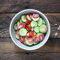 Chive Flower and Cucumber Salad