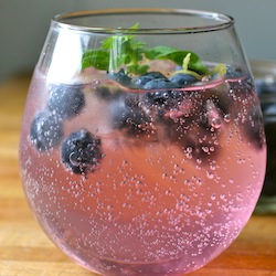 Basil blueberry vodka soda