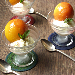 Dougal’s Poached Peach Sundae