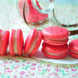 Rose,Lychee & Raspberry Macarons