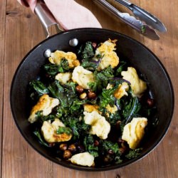 Dumplings with Hazelnuts + Kale