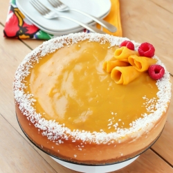 Coconut Mango Eggless Cheesecake