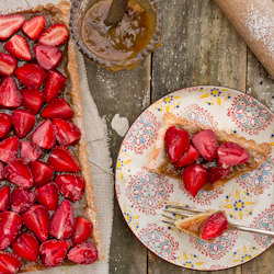 Rhubarb and strawberry tart