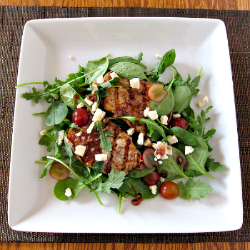 Pork with Arugula and Grape Salad