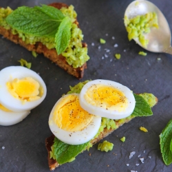 Eggs, Mashed Peas, & Edamame Toast