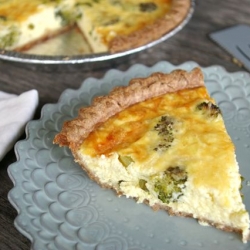 Garlic Scape and Broccoli Quiche