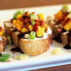 Mango Crostini with Bacon