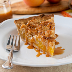 Salted Caramel Peach Crumble Pie