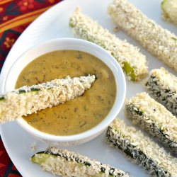 Baked Zucchini Sticks Queso Dip